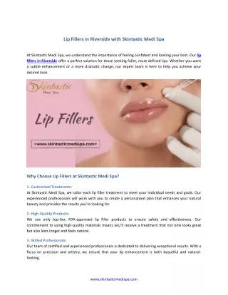 Lip Fillers in Riverside with Skintastic Medi Spa