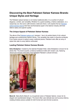 Discovering the Best Pakistani Salwar Kameez Brands_ Unique Styles and Heritage