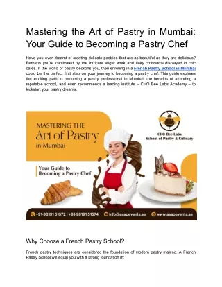 Mastering the Art of Pastry in Mumbai_ Your Guide to Becoming a Pastry Chef