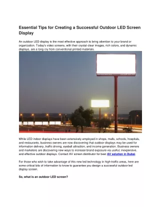 Essential Tips for Creating a Successful Outdoor LED Screen Display