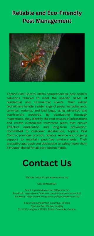 Reliable and Eco-Friendly Pest Management