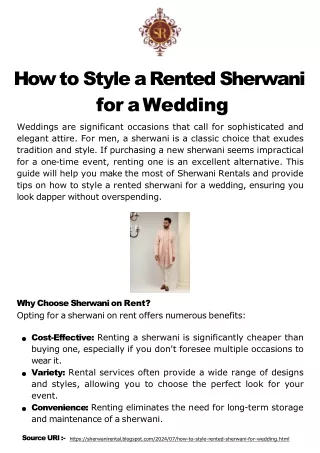 How to Style a Rented Sherwani for a Wedding