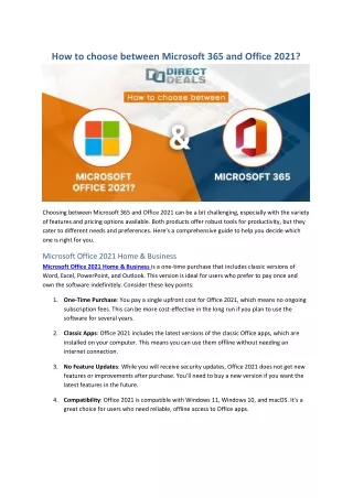 How to choose between Microsoft 365 and Office 2021