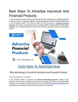 Best Ways To Advertise Insurance And Financial Products