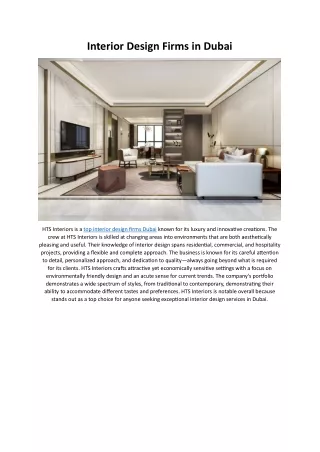 Interior Design Firms in Dubai