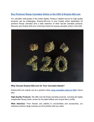 Online Cannabis Dispensary In USA