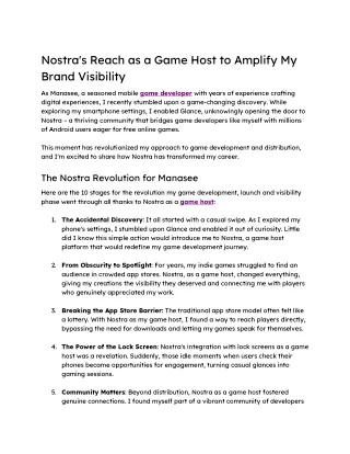 Nostra's Reach as a Game Host to Amplify My Brand Visibility