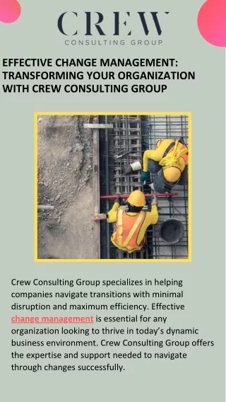 Developing Your Organization with Effective Change Management At Crew Consulting Group