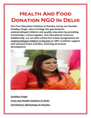 Health And Food Donation NGO In Delhi