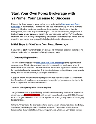 Start Your Own Forex Brokerage with YaPrime_ Your License to Success