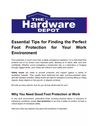 Essential Tips for Finding the Perfect Foot Protection for Your Work Environment