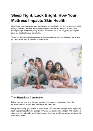 Sleep Tight, Look Bright_ How Your Mattress Impacts Skin Health