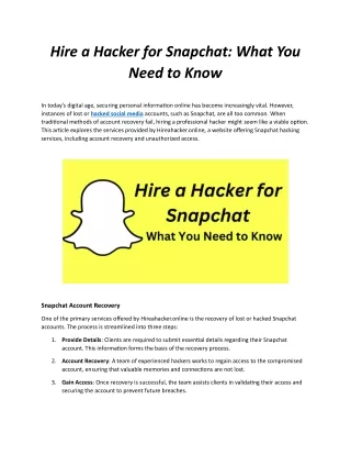 Hire a Hacker for Snapchat What You Need to Know