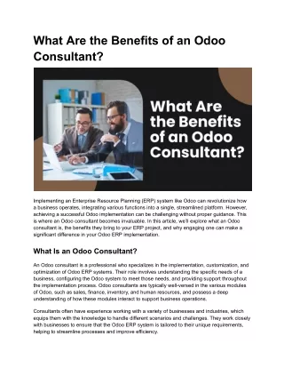 What Are the Benefits of an Odoo Consultant