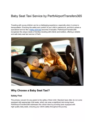 Baby Seat Taxi Service by PerthAirportTransfers365