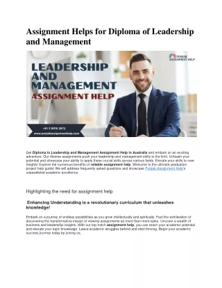 Assignment Helps for Diploma of Leadership and Management