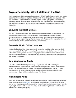 Toyota Reliability_ Why it Matters in the UAE