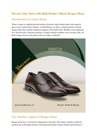 Elevate Your Style with Bold Bunny's Black Brogue Shoes