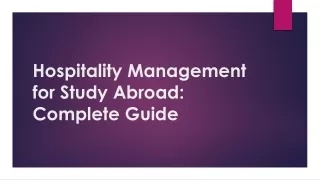 Hospitality Management for Study Abroad Complete Guide
