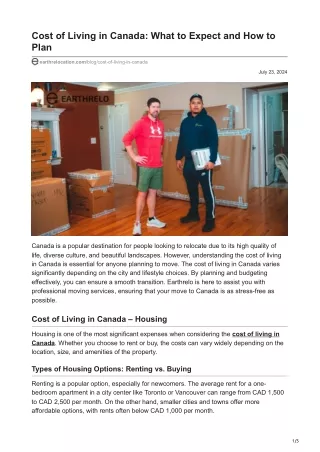 Cost of Living in Canada What to Expect and How to Plan
