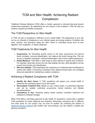 TCM and Skin Health_ Achieving Radiant Complexion