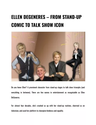 ELLEN DEGENERES – FROM STAND-UP COMIC TO TALK SHOW ICON