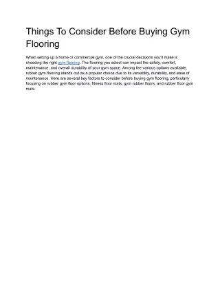 Things To Consider Before Buying Gym Flooring