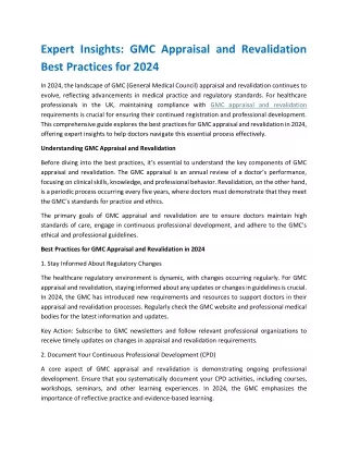 Expert Insights: GMC Appraisal and Revalidation Best Practices for 2024