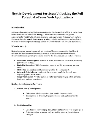 Next.js Development Services Unlock the Full Potential of Your Web Applications