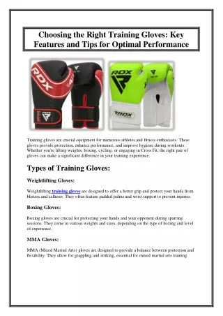 Choosing the Right Training Gloves Key Features and Tips for Optimal Performance