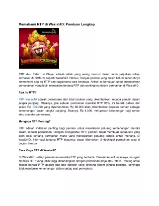 Memahami RTP di Wasiat4D_ Panduan Lengkap