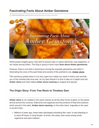cabochonsforsale.com-Fascinating Facts About Amber Gemstone