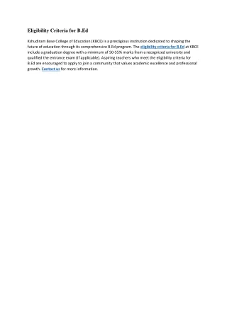 Eligibility Criteria for B.Ed