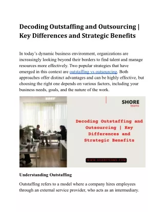 Decoding Outstaffing and Outsourcing  | Key Differences and Strategic Benefits