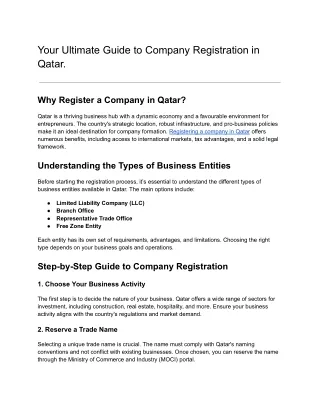 Your Ultimate Guide to Company Registration in Qatar