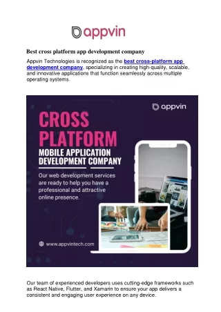 Best cross platform app development company