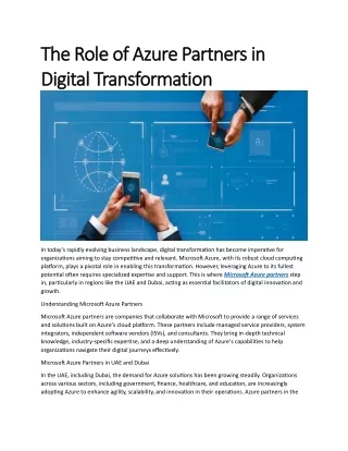 The Role of Azure Partners in Digital Transformation