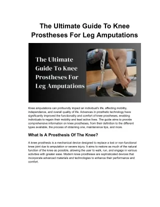 The Ultimate Guide To Knee Prostheses For Leg Amputations