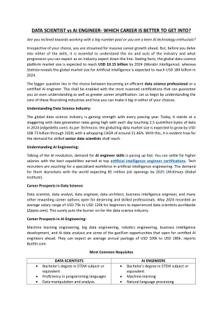 DATA SCIENTIST vs AI ENGINEER- WHICH CAREER IS BETTER TO GET INTO