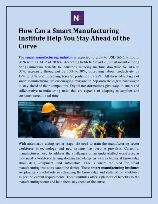 How Can a Smart Manufacturing Institute Help You Stay Ahead of the Curve