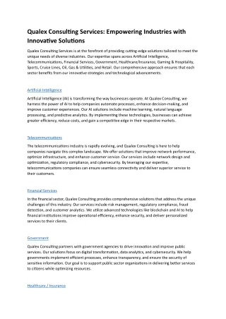 Qualex Consulting Services: Empowering Industries with Innovative Solutions