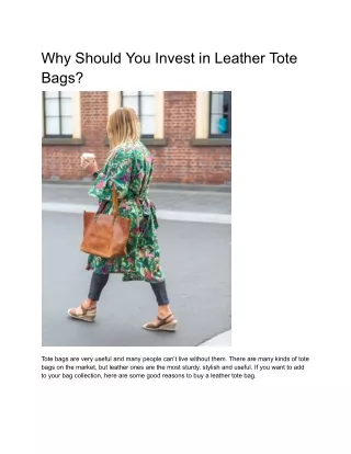 Why Should You Invest in Leather Tote Bags