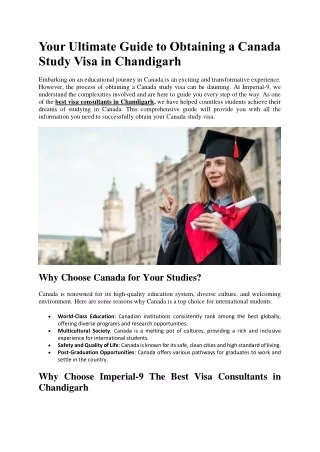 Your Ultimate Guide to Obtaining a Canada Study Visa in Chandigarh