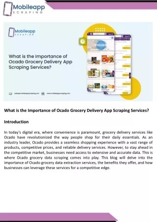 What is the Importance of Ocado Grocery Delivery App Scraping Services