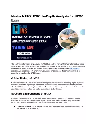 Master NATO UPSC_ In-Depth Analysis for UPSC Exam