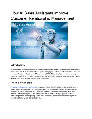 How AI Sales Assistants Improve Customer Relationship Management