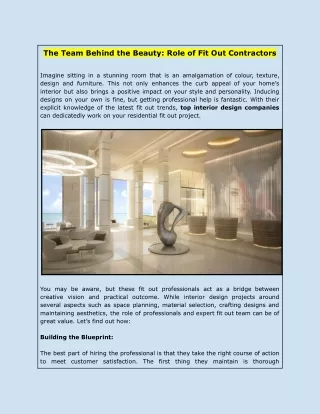 The Team Behind the Beauty: Role of Fit Out Contractors