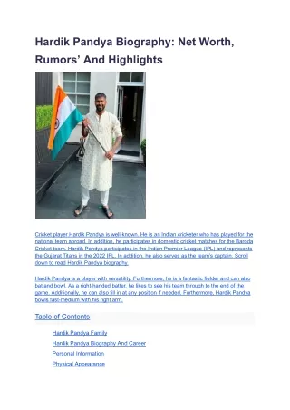 Hardik Pandya Biography
