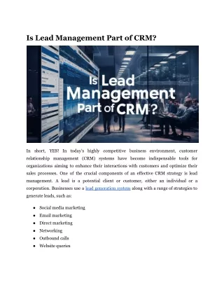 Is Lead Management Part of CRM?