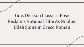 Gov. Dickson Classics: Bose Reclaims National Title As Nnalue, Udeh Shine in Gre